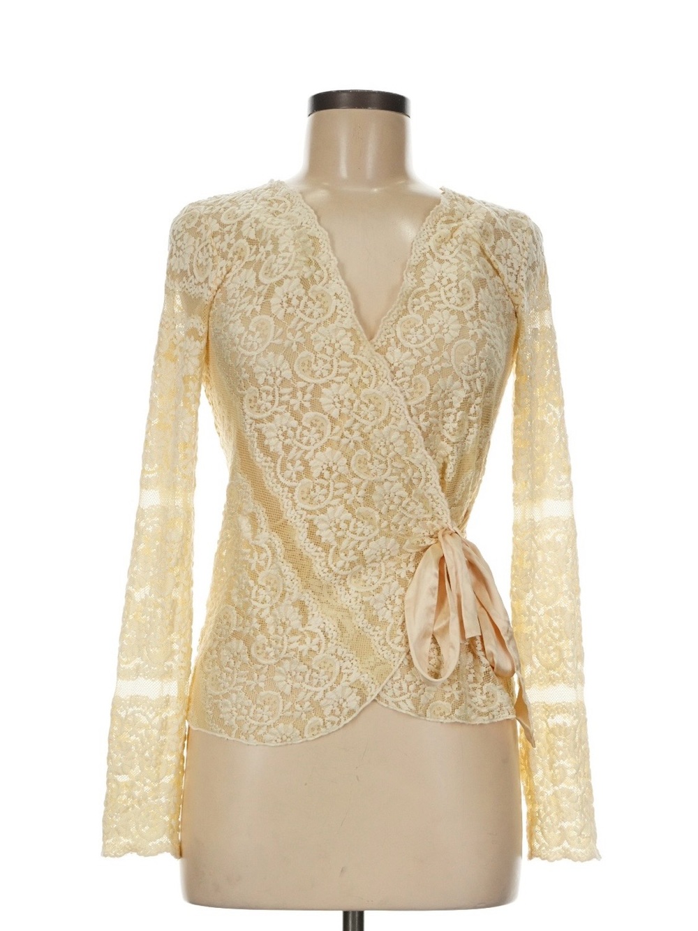 Banana Republic Factory Cream Lace Wrap Blouse